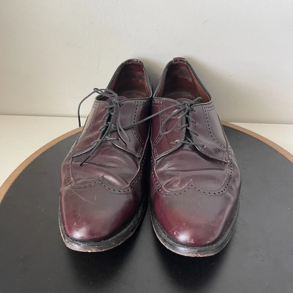Allen Edmonds McAllister Men 10.5 B Wingtip Oxford Burgundy Shoes Quiet Luxury